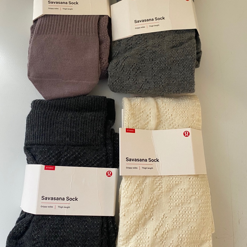 NEW! Lululemon Savasana Socks Purple Dk Gray Cream - Picture 6 of 6
